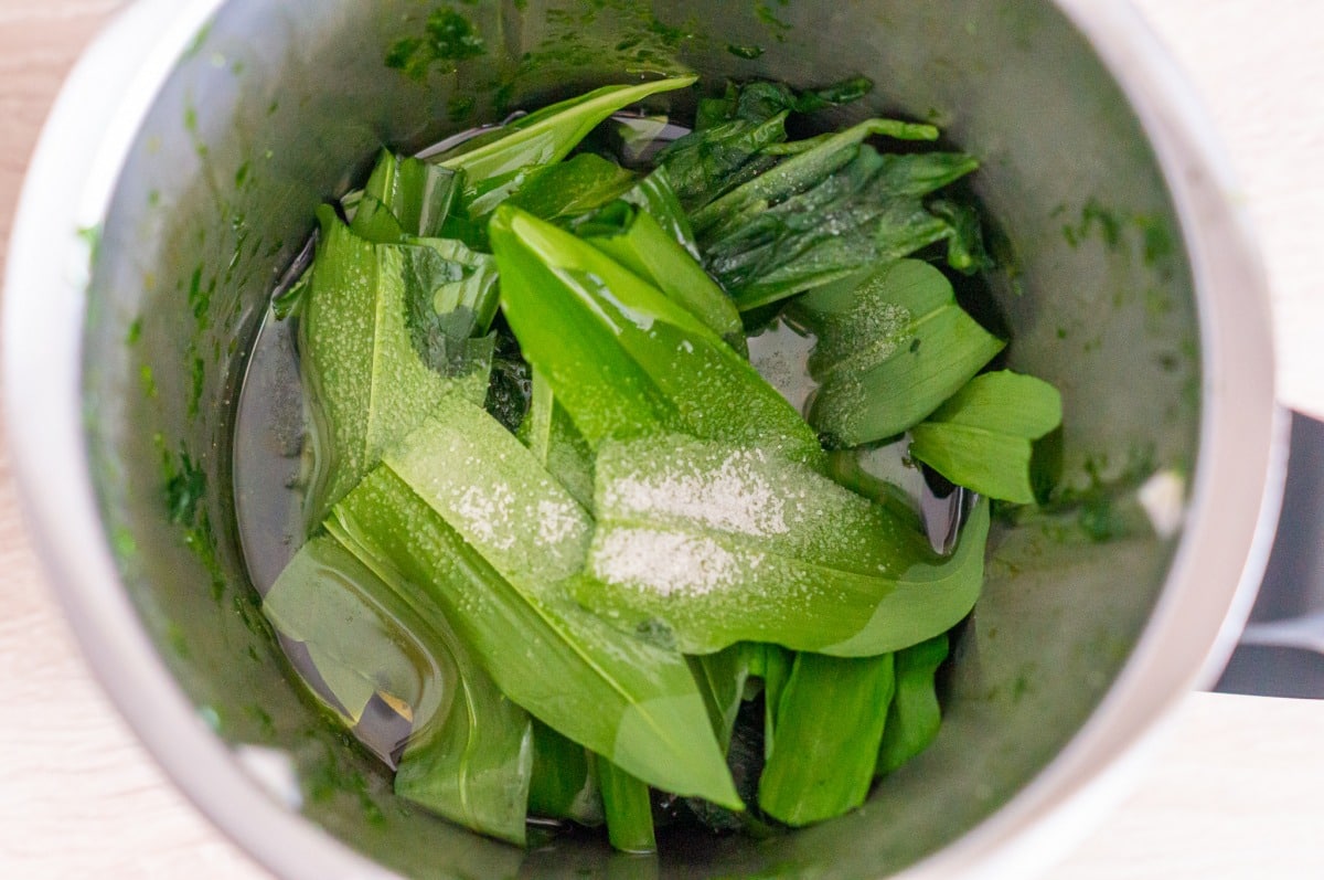 Bärlauchöl Thermomix®: 30 Min ziehen, dann absieben 2 Bärlauch im Thermomix