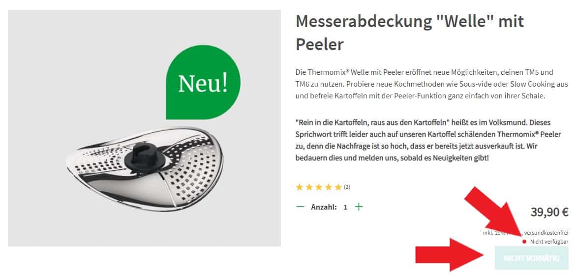 Vorwerk Thermomix Welle Peeler ausverkauft