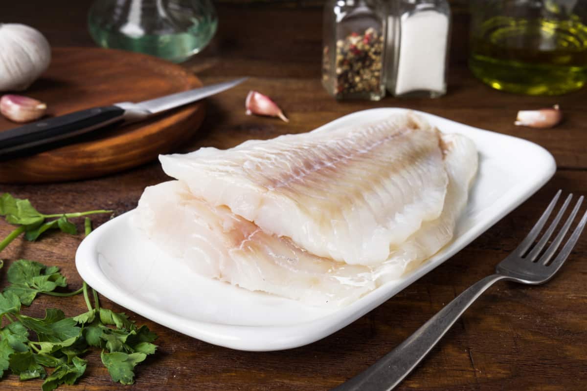 Kabeljau Thermomix®: 600 g, 28 Min, Varoma-Dampfgare 3 kabeljau filets vor dem kochen im