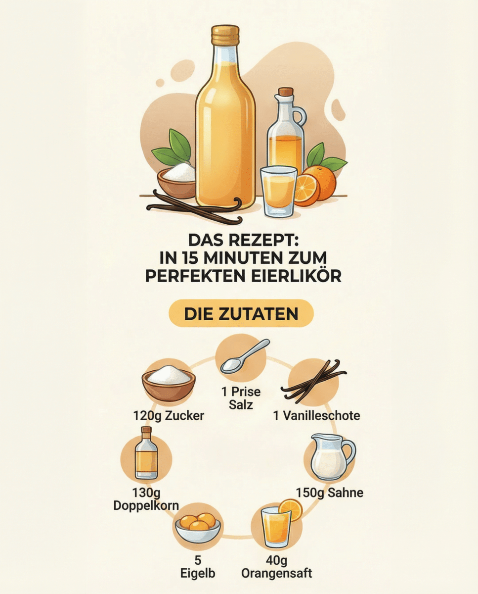 Thermomix® Eierlikör: Die 70°C-Gelinggarantie + Zero-Waste-Lösung für deine Eiweiß 2 Thermomix Eierlikör Zutaten Infografik