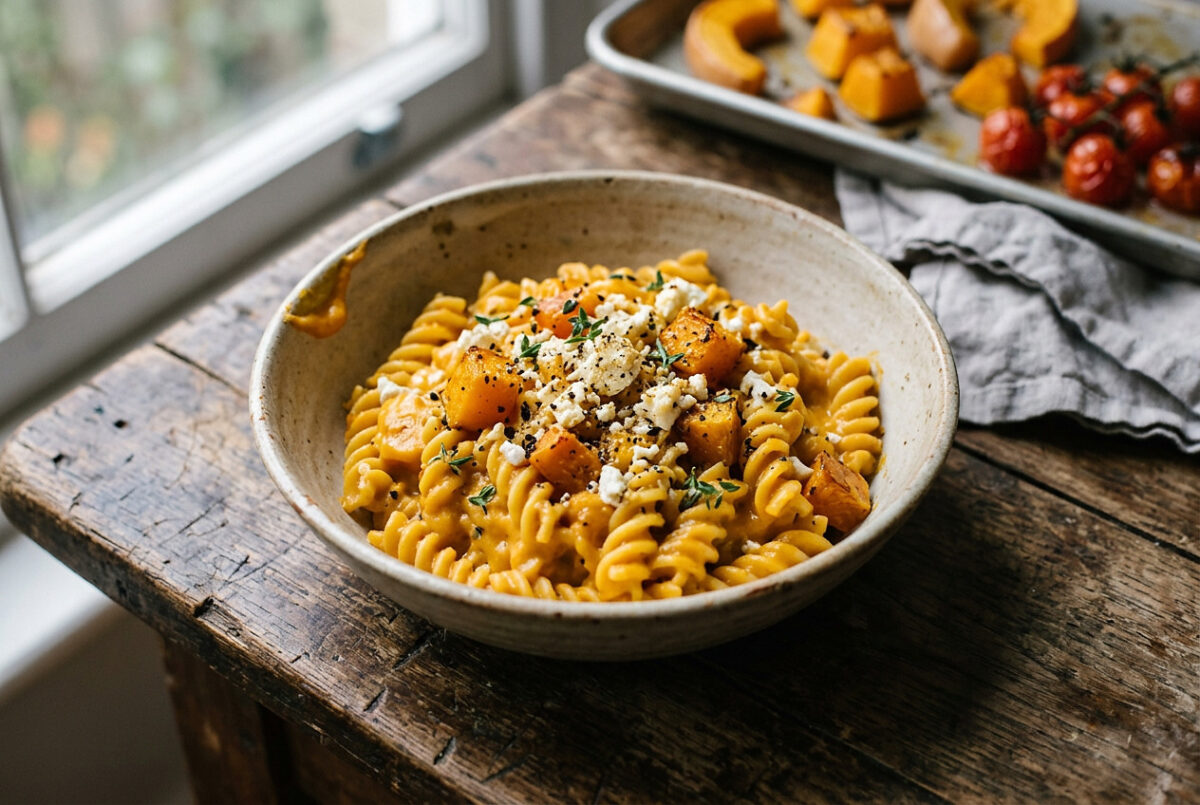 Kürbis-Feta-Pasta Thermomix®: Ofengemüse im Mixtopf, 4 Portionen, 50 Min 1 Kürbis-Feta-Pasta Thermomix®: Ofengemüse im Mixtopf, 4 Portionen, 50 Min